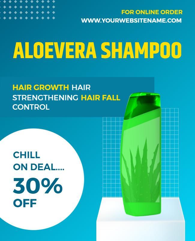Vibrant Blue Aloe Vera Shampoo Promotion Poster Template