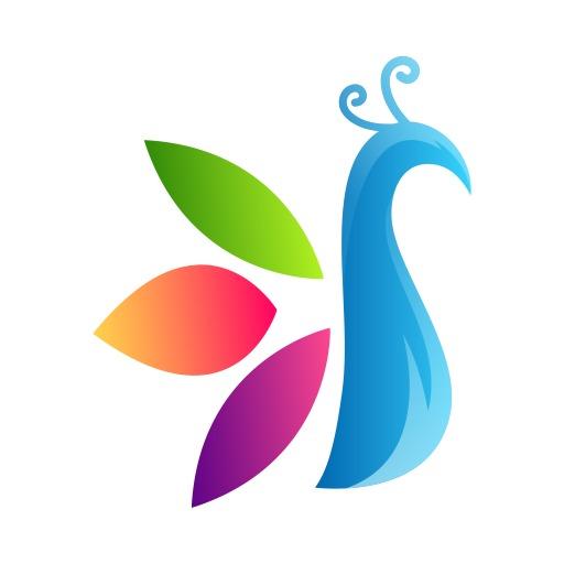 Vibrant Blue and Colorful Peacock Design Representing Beauty Logo Template