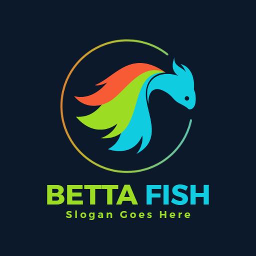 Vibrant Blue and Green Betta Fish Representing Aquatic Life Logo Template