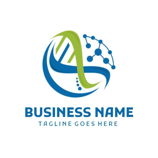 Vibrant Blue and Green DNA Structure for Scientific Innovation Logo Template