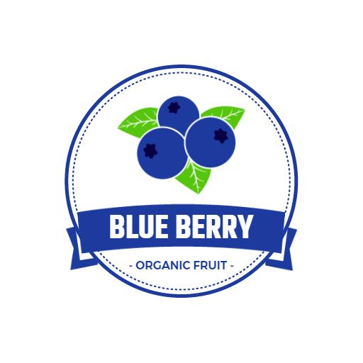 Vibrant Blue and Green Organic Fruit Featuring Blueberries Logo Template