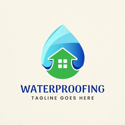 Vibrant Blue and Green Water Drop Roofing Design Logo Template