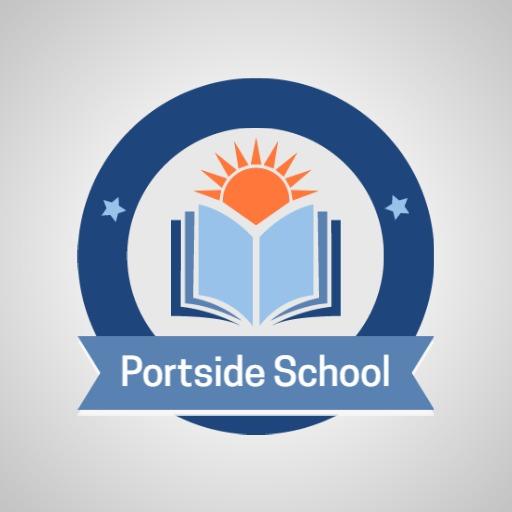 Vibrant Blue and Orange Coastal School Logo Design Logo Template