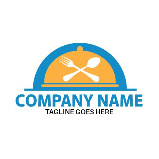 Vibrant Blue and Orange Cooking Plate Design Logo Template