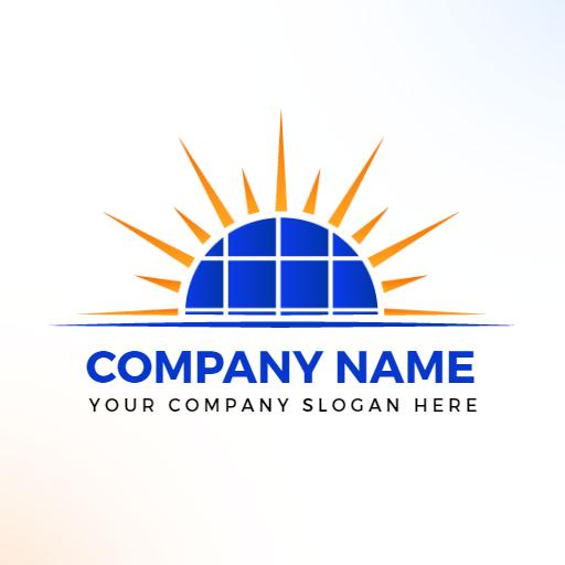 Vibrant Blue and Orange Design Illustrating Solar Energy Logo Template