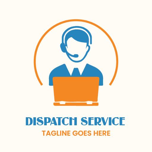 Vibrant Blue and Orange Dispatcher Service Communication Logo Template