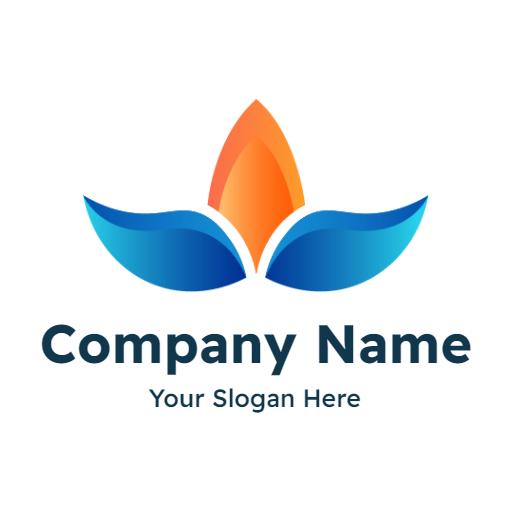 Vibrant Blue and Orange Floral Design Featuring Gradient Logo Template
