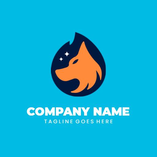 Vibrant Blue and Orange Fox Design Demonstrating Creativity Logo Template