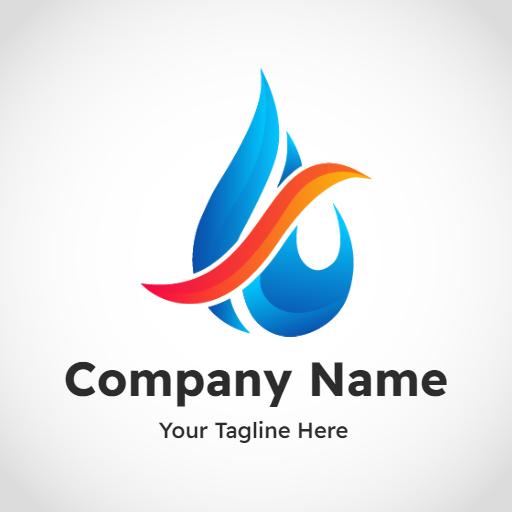 Vibrant Blue and Orange Gradient Water Drop Design Logo Template
