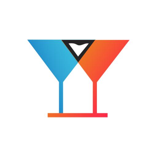 Vibrant Blue and Orange Martini Glass Symbolizing Wine Bar Logo Template