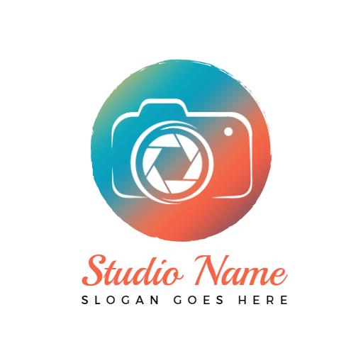 Vibrant Blue and Orange Photography Studio Camera Logo Template