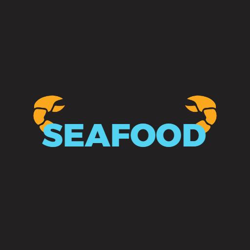 Vibrant Blue and Orange Seafood Logo Featuring Crustacean Design Logo Template