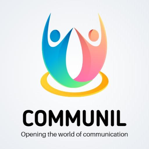 Vibrant Blue and Pink Design Representing Communication Logo Template
