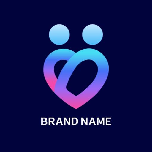 Vibrant Blue and Pink Gradient Heart Symbol Logo Template
