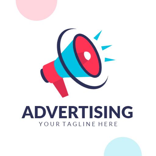 Vibrant Blue and Pink Megaphone Symbolizing Advertising Logo Template