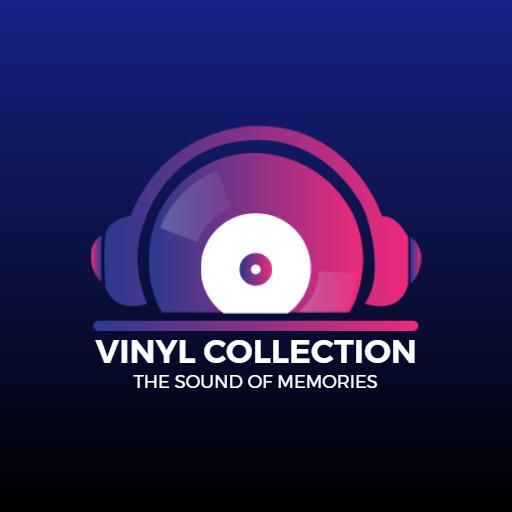 Vibrant Blue and Pink Vinyl Headphones Collection Logo Template