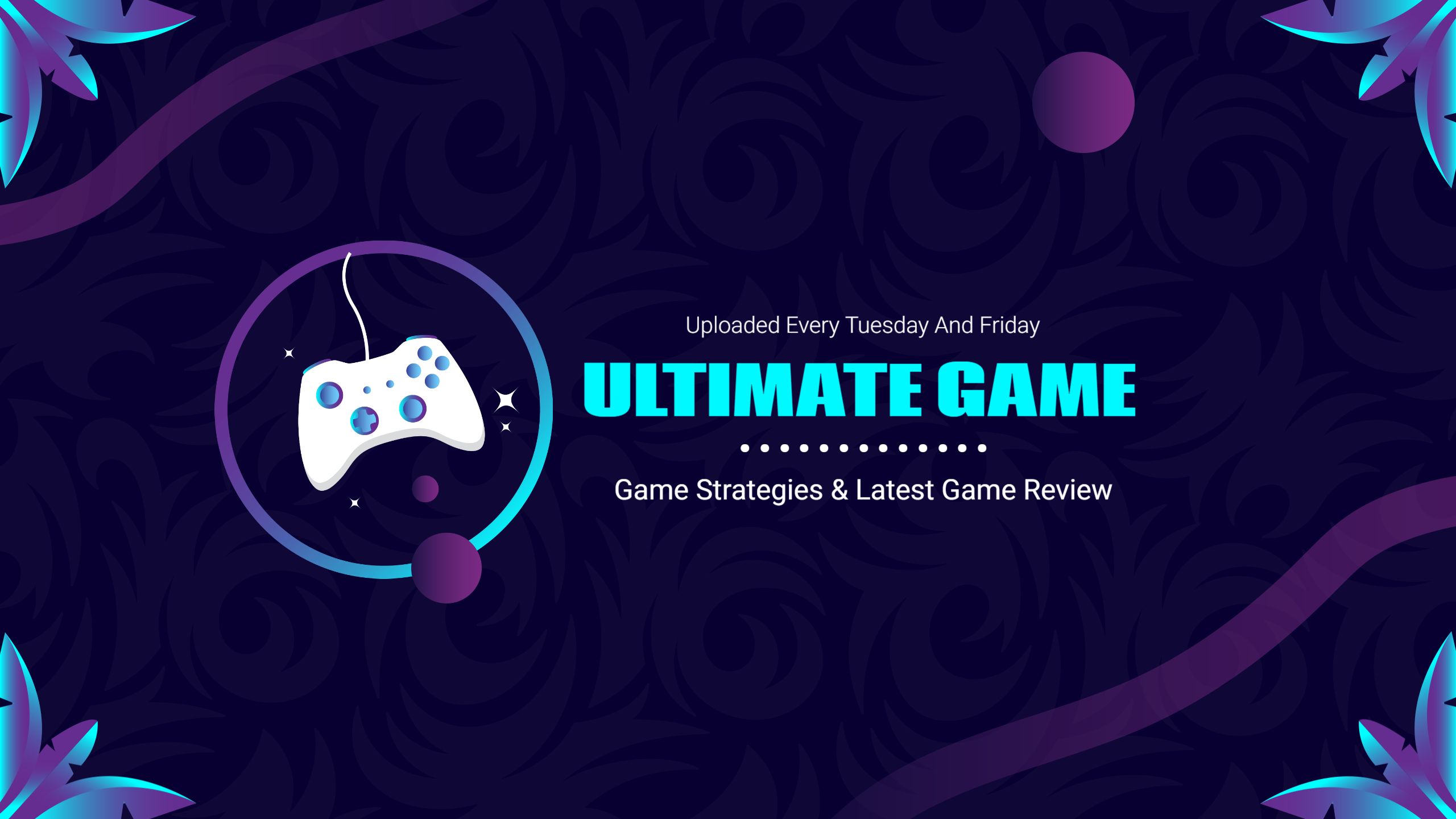 Vibrant Blue and Purple Gaming Strategies and Reviews Banner Template