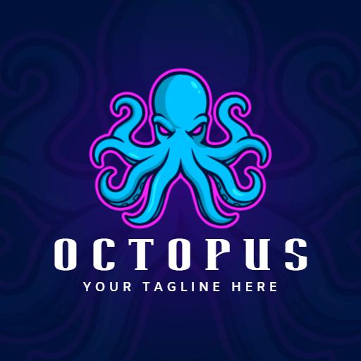 Vibrant Blue and Purple Octopus Design for Marine Branding Logo Template