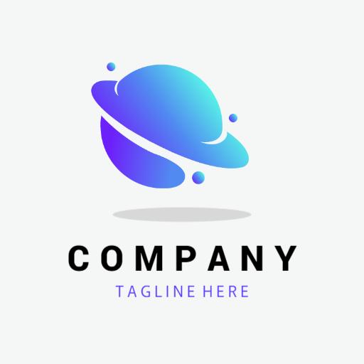 Vibrant Blue and Purple Planet Representing Company Logo Template