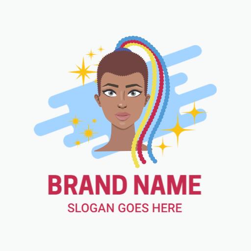 Vibrant Blue and Rainbow Braids Design Showcasing Style Logo Template