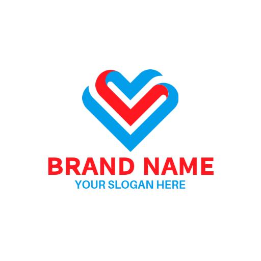 Vibrant Blue and Red Heart Symbolizing Love and Connection Logo Template