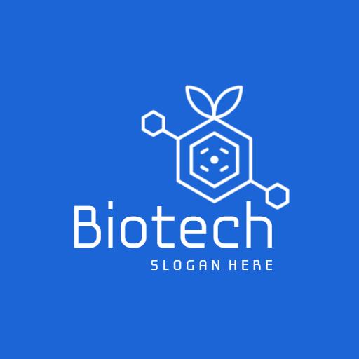 Vibrant Blue and White Design Showcasing Biotech Innovation Logo Template
