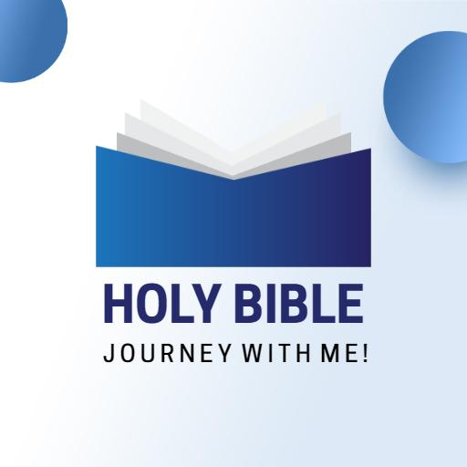 Vibrant Blue and White Holy Bible Invitation to Journey Logo Template