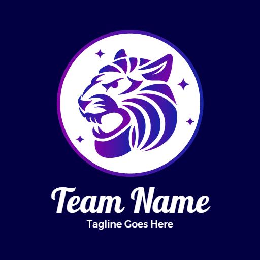Vibrant Blue and White Tiger Head Design for Team Logo Template