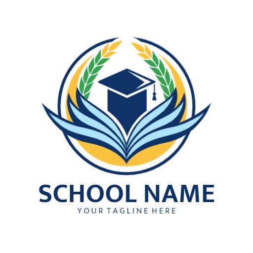 Vibrant Blue and Yellow Graduation Theme Education Logo Template