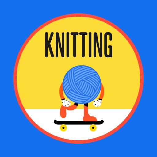 Vibrant Blue and Yellow Knitting Design with Yarn Logo Template