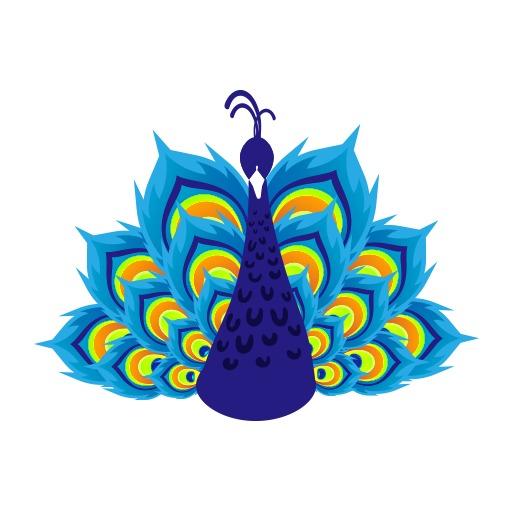 Vibrant Blue and Yellow Peacock Design Showcasing Elegance Logo Template