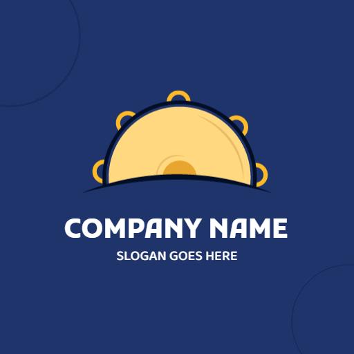 Vibrant Blue and Yellow Tambourine Design for Music Logo Template