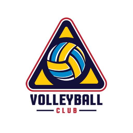 Vibrant Blue and Yellow Volleyball Design for Sports Club Logo Template