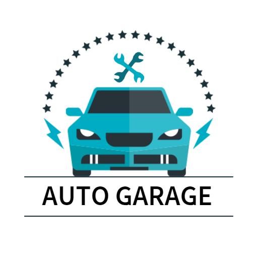 Vibrant Blue Auto Garage Logo Featuring Tools and Stars Logo Template