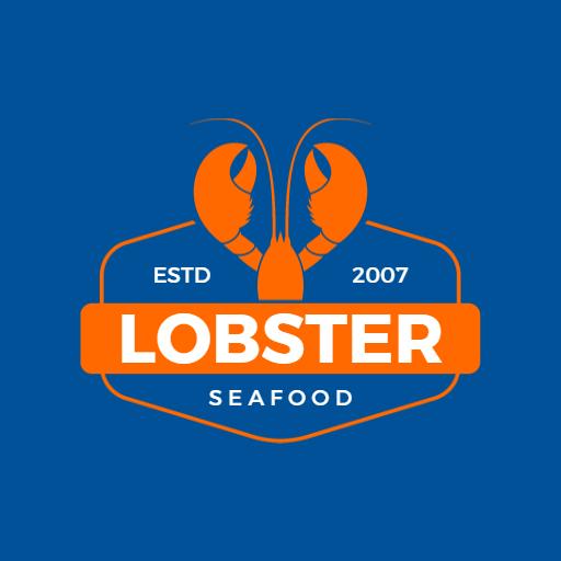 Vibrant Blue Background Featuring Lobster Seafood Logo Template
