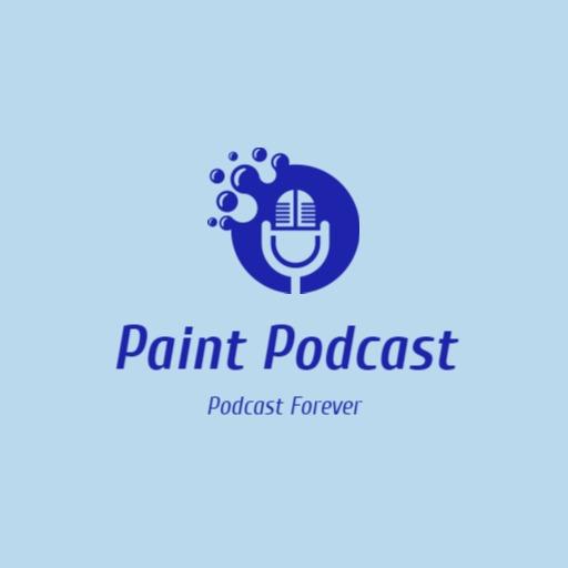 Vibrant Blue Background with Creative Paint Podcast Logo Template