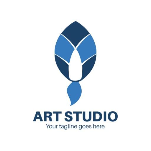 Vibrant Blue Brushstroke Design Highlighting Art Studio Logo Template
