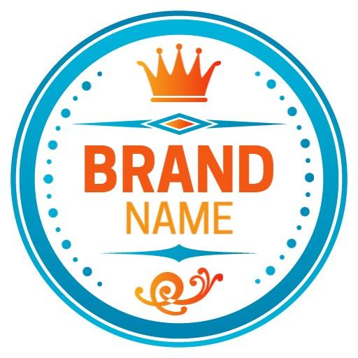Vibrant Blue Circle Logo Featuring Regal Crown and Swirl Design Logo Template