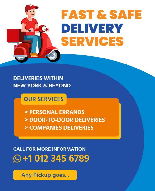 Vibrant Blue Delivery Services Offering Poster Template