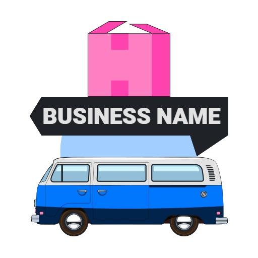 Vibrant Blue Delivery Van with Package Represents Logistics Logo Template