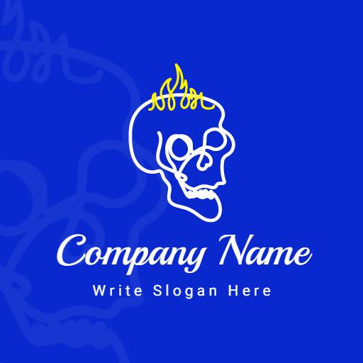 Vibrant Blue Design Featuring Unique Skull Artwork Logo Template