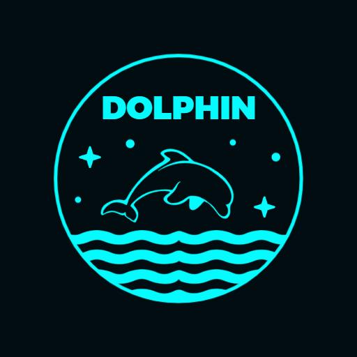Vibrant Blue Dolphin Dancing Above A Wavy Ocean Logo Template
