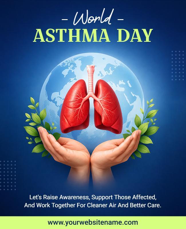 Vibrant Blue Global Health Awareness for Asthma Day Poster Template