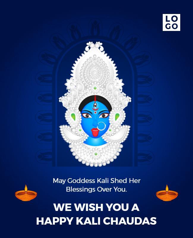Vibrant Blue Goddess Kali Blessings Celebration Poster Template
