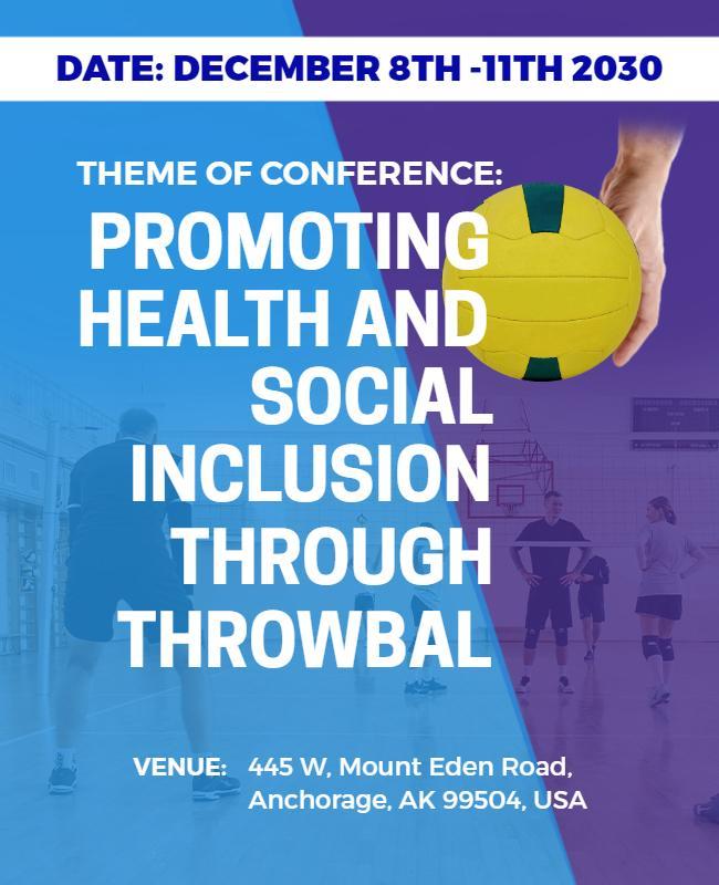 Vibrant Blue Health and Social Inclusion Throwball Conference Poster Template