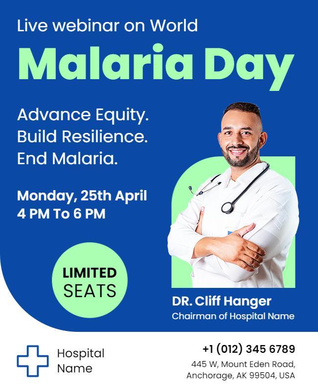Vibrant Blue Health Awareness Webinar on Malaria Day Poster Template