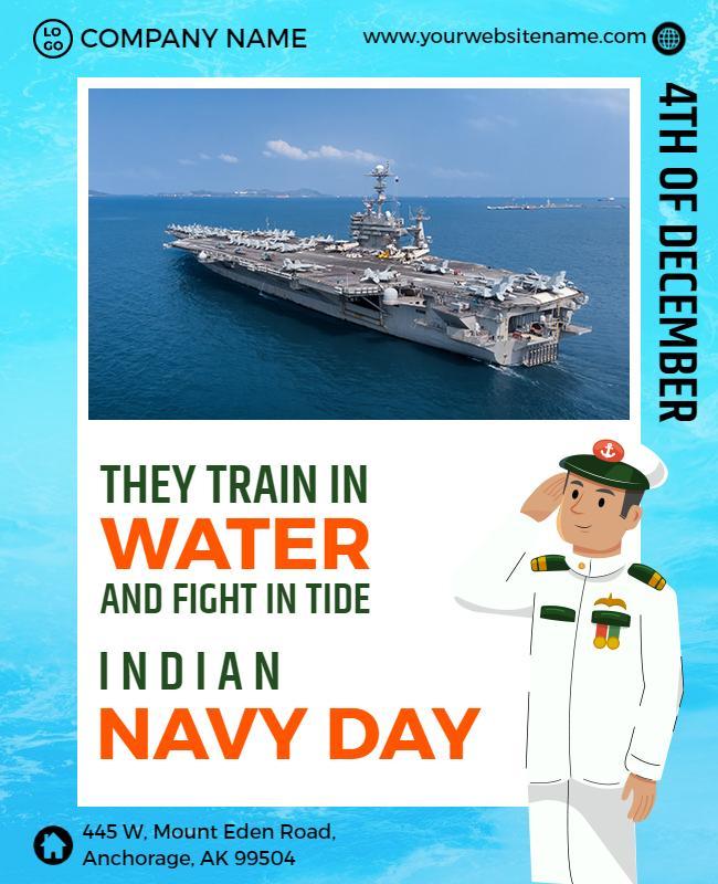 Vibrant Blue Indian Navy Day Celebration Poster Template
