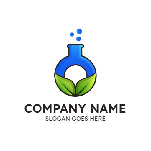 Vibrant Blue Laboratory Flask Symbolizing Oxygen Sustainability Logo Template