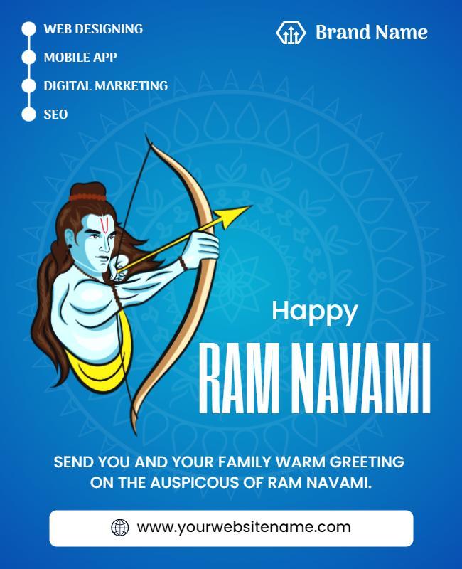 Vibrant Blue Lord Rama Archery Festival Poster Template