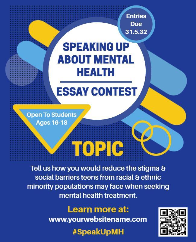 Vibrant Blue Mental Health Essay Contest Poster Template